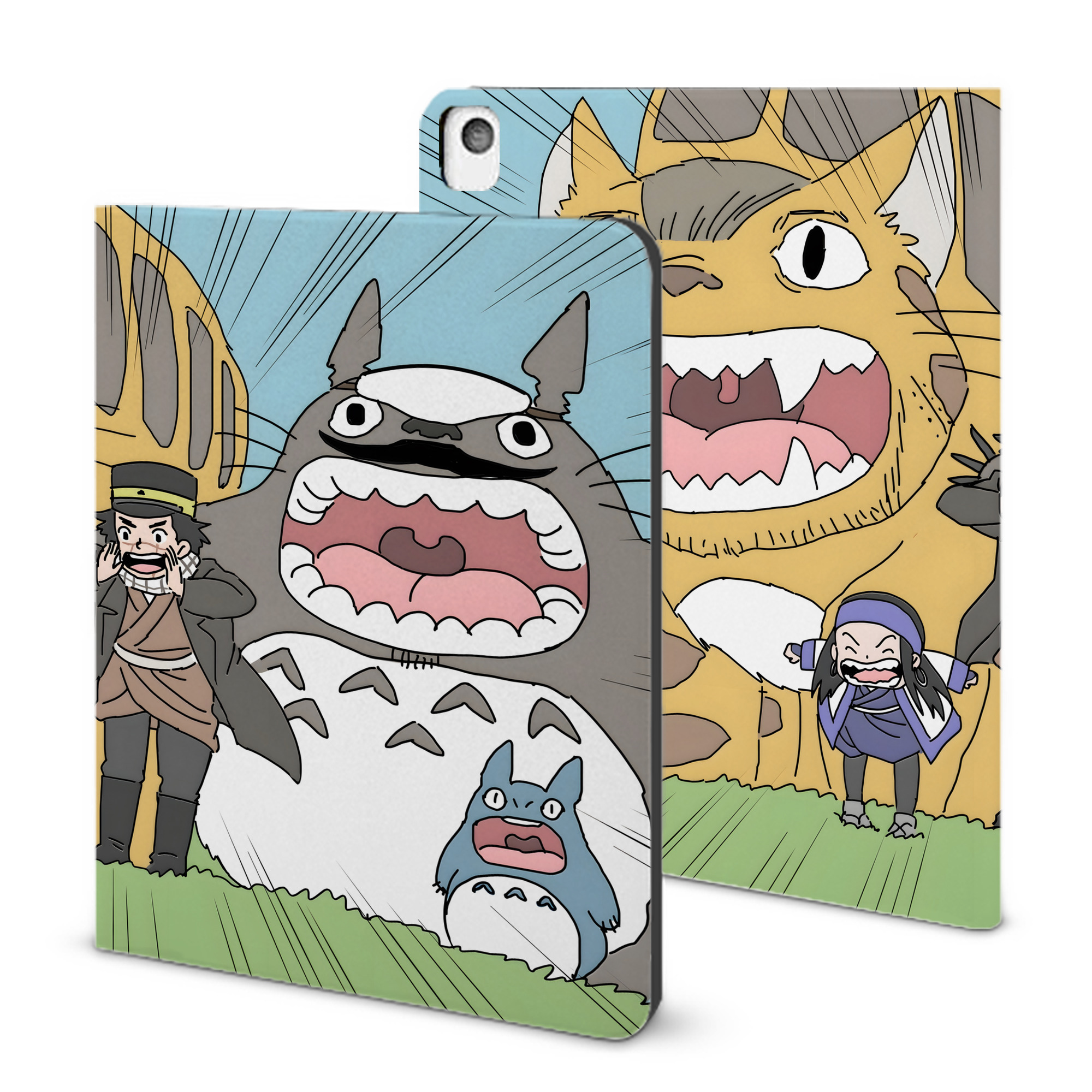 （画像用） となりのトトロ 草壁メイ 草壁サツキ My Neighbor Totoro Satsuki Kusakabe Mei Kusakabe IPadケース ペンホルダー付き ブックスタイルデザイン